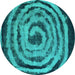 Round Machine Washable Abstract Turquoise Modern Area Rugs, wshabs860turq