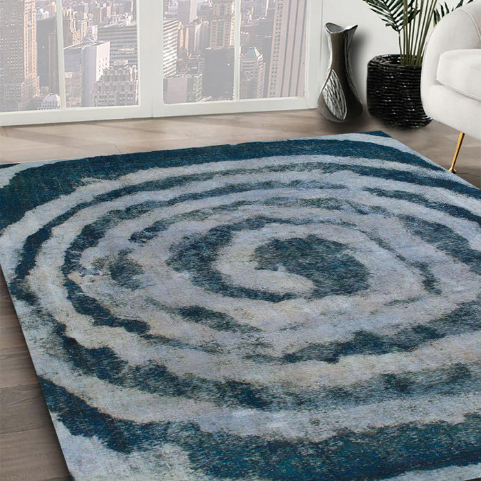 Abstract Columbia Blue Modern Rug in Family Room, abs860