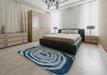 Abstract Columbia Blue Modern Rug in a Bedroom, abs860