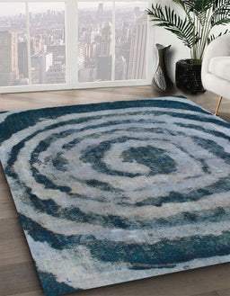 Machine Washable Abstract Columbia Blue Rug in a Family Room, wshabs860