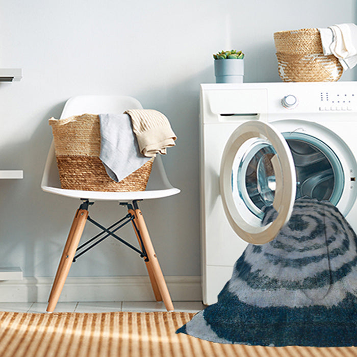 Machine Washable Abstract Columbia Blue Rug in a Washing Machine, wshabs860