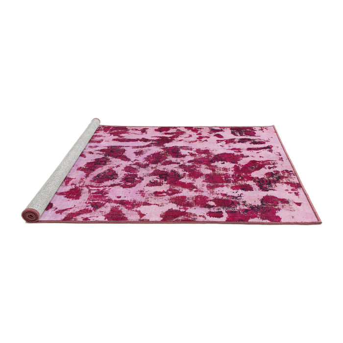 Sideview of Machine Washable Abstract Pastel Purple Pink Rug, wshabs861