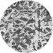 Round Machine Washable Abstract Gray Modern Rug, wshabs861gry