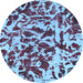 Round Machine Washable Abstract Light Blue Modern Rug, wshabs861lblu