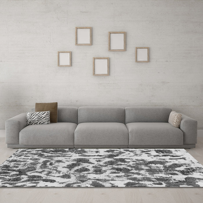 Machine Washable Abstract Gray Modern Rug in a Living Room,, wshabs861gry