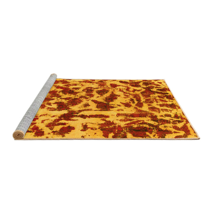 Sideview of Machine Washable Abstract Yellow Modern Rug, wshabs861yw