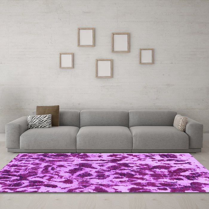 Machine Washable Abstract Purple Modern Area Rugs in a Living Room, wshabs861pur