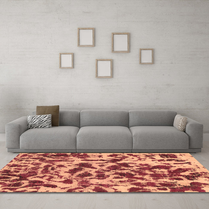 Machine Washable Abstract Brown Modern Rug in a Living Room,, wshabs861brn