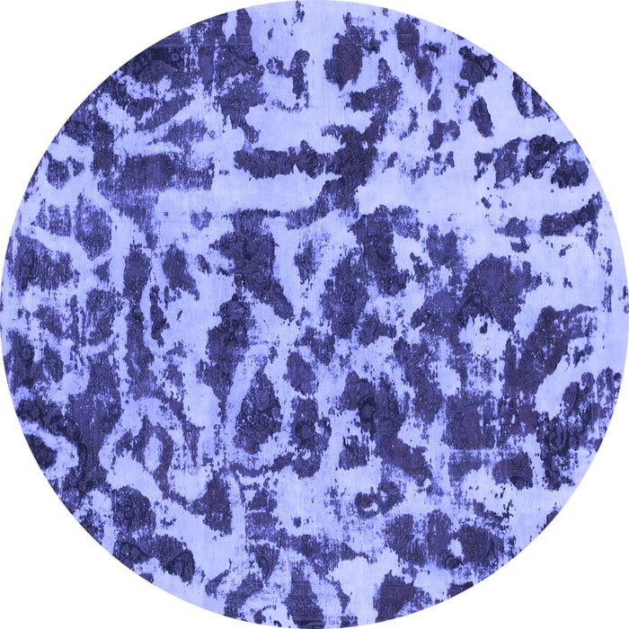 Round Abstract Blue Modern Rug, abs861blu