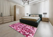 Machine Washable Abstract Pastel Purple Pink Rug in a Bedroom, wshabs861