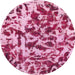 Round Abstract Pastel Purple Pink Modern Rug, abs861