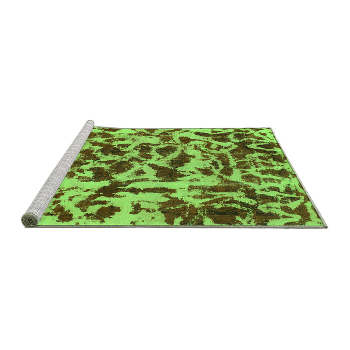Sideview of Machine Washable Abstract Green Modern Area Rugs, wshabs861grn