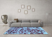 Machine Washable Abstract Light Blue Modern Rug, wshabs861lblu