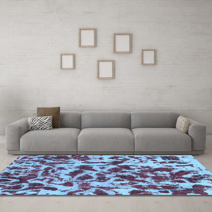 Machine Washable Abstract Light Blue Modern Rug in a Living Room, wshabs861lblu