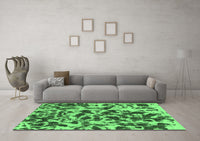 Machine Washable Abstract Emerald Green Modern Rug, wshabs861emgrn