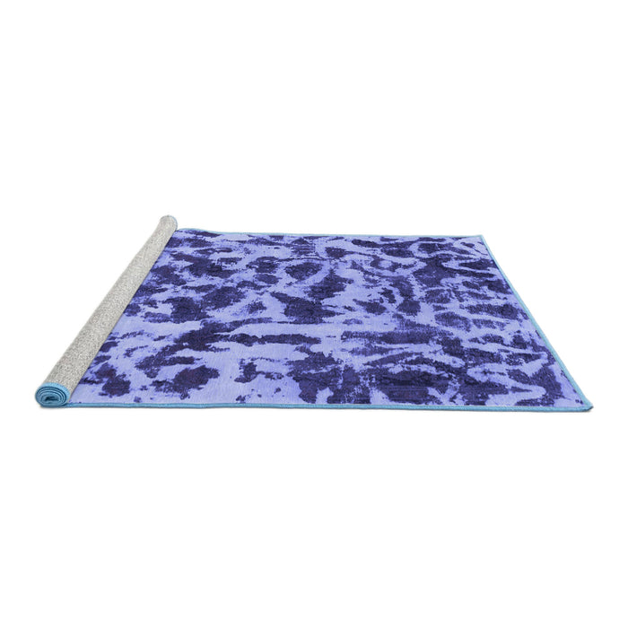 Sideview of Machine Washable Abstract Blue Modern Rug, wshabs861blu