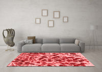 Machine Washable Abstract Red Modern Rug, wshabs861red