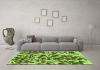 Machine Washable Abstract Green Modern Rug, wshabs861grn