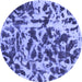 Round Machine Washable Abstract Blue Modern Rug, wshabs861blu