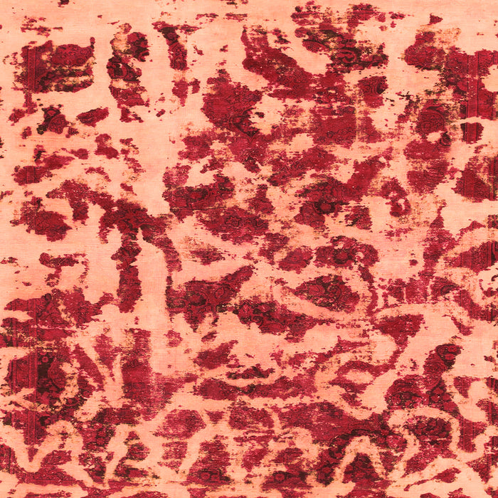 Square Machine Washable Abstract Orange Modern Area Rugs, wshabs861org