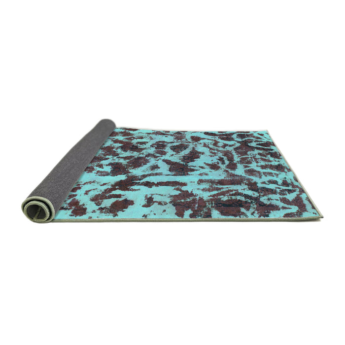 Sideview of Abstract Turquoise Modern Rug, abs861turq