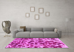 Machine Washable Abstract Pink Modern Rug in a Living Room, wshabs861pnk