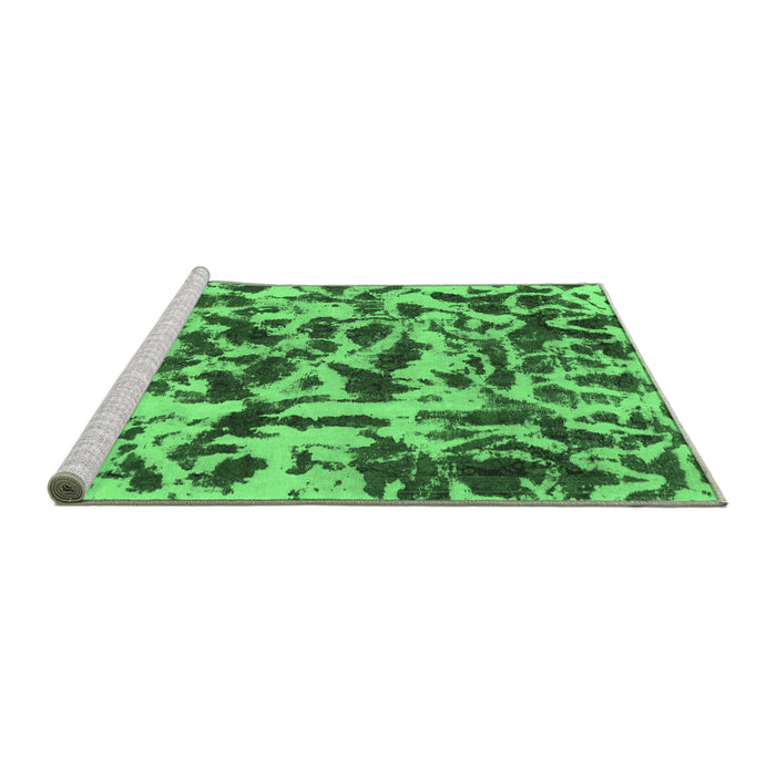 Sideview of Machine Washable Abstract Emerald Green Modern Area Rugs, wshabs861emgrn