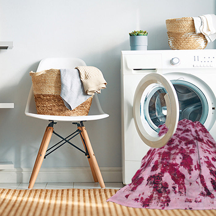 Machine Washable Abstract Pastel Purple Pink Rug in a Washing Machine, wshabs861