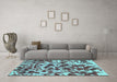 Machine Washable Abstract Turquoise Modern Area Rugs in a Living Room,, wshabs861turq