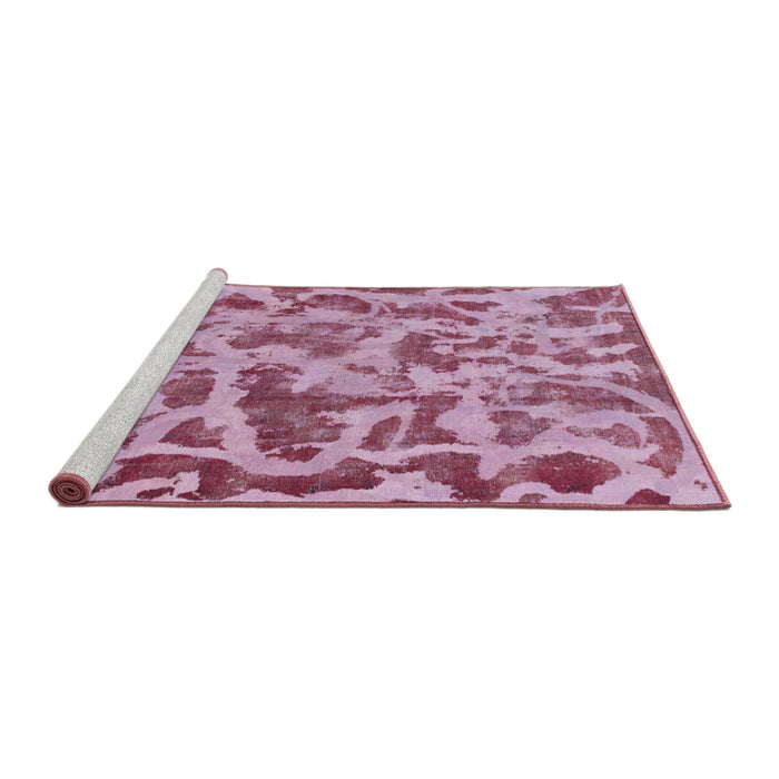 Sideview of Machine Washable Abstract Pink Rug, wshabs862