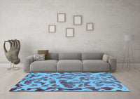 Machine Washable Abstract Light Blue Modern Rug, wshabs862lblu