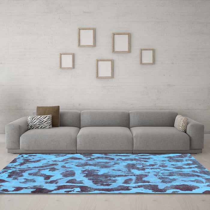 Machine Washable Abstract Light Blue Modern Rug in a Living Room, wshabs862lblu