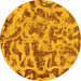 Round Abstract Yellow Modern Rug, abs862yw