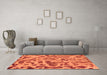 Machine Washable Abstract Orange Modern Area Rugs in a Living Room, wshabs862org