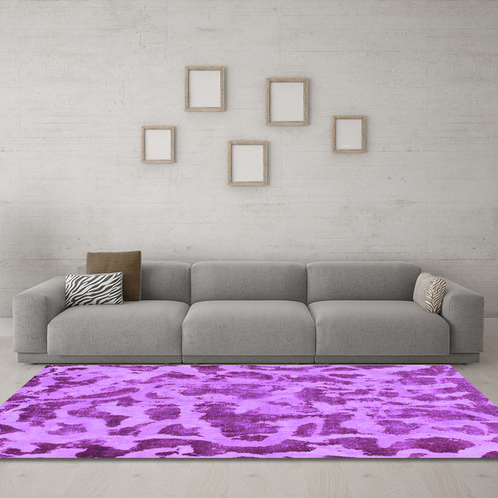 Machine Washable Abstract Purple Modern Area Rugs in a Living Room, wshabs862pur