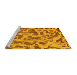 Sideview of Machine Washable Abstract Yellow Modern Rug, wshabs862yw