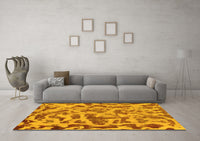 Machine Washable Abstract Yellow Modern Rug, wshabs862yw