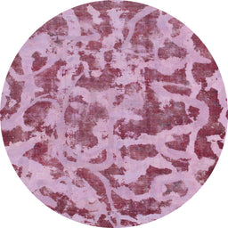 Round Abstract Pink Modern Rug, abs862
