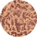 Round Machine Washable Abstract Brown Modern Rug, wshabs862brn