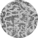 Round Machine Washable Abstract Gray Modern Rug, wshabs862gry