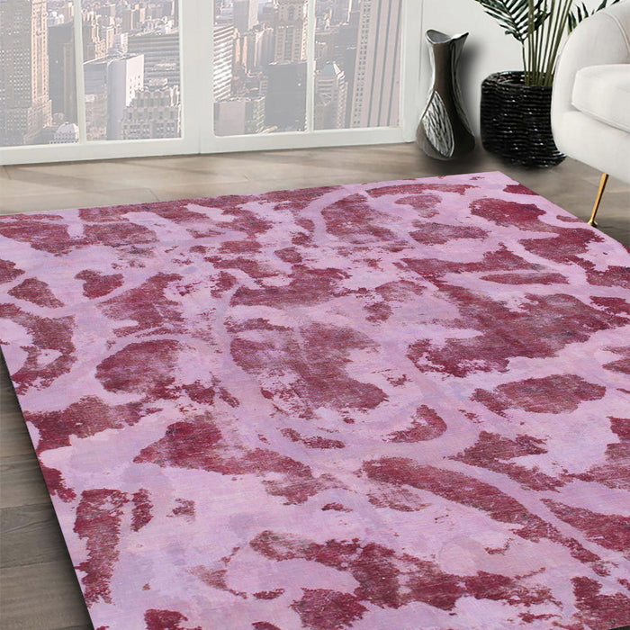 Abstract Pink Modern Rug in Family Room, abs862