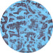 Round Machine Washable Abstract Light Blue Modern Rug, wshabs862lblu