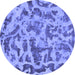 Round Machine Washable Abstract Blue Modern Rug, wshabs862blu