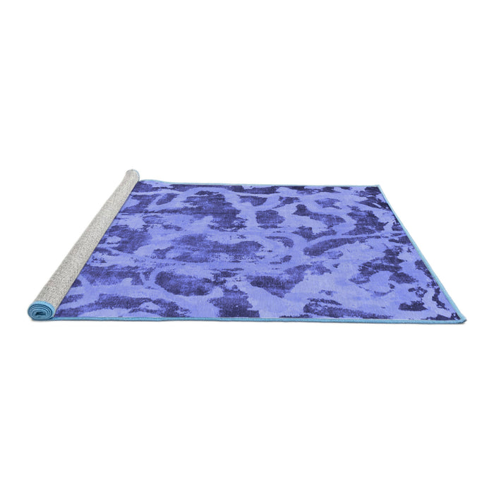 Sideview of Machine Washable Abstract Blue Modern Rug, wshabs862blu