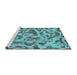 Sideview of Machine Washable Abstract Turquoise Modern Area Rugs, wshabs862turq
