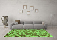 Machine Washable Abstract Green Modern Rug, wshabs862grn