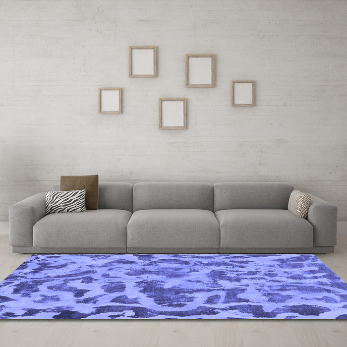 Machine Washable Abstract Blue Modern Rug in a Living Room, wshabs862blu