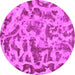Round Machine Washable Abstract Pink Modern Rug, wshabs862pnk
