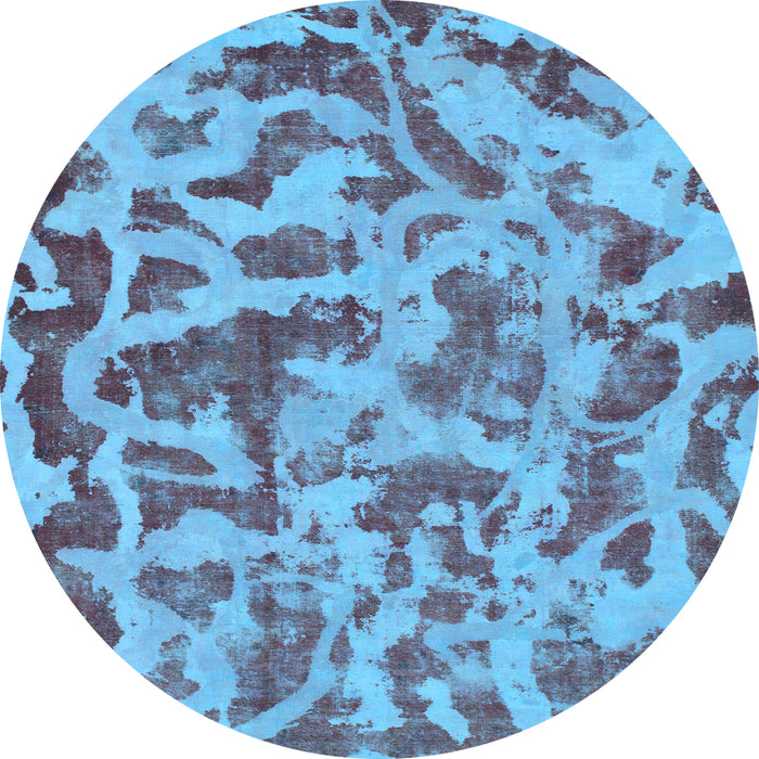 Round Abstract Light Blue Modern Rug, abs862lblu
