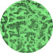 Round Abstract Emerald Green Modern Rug, abs862emgrn